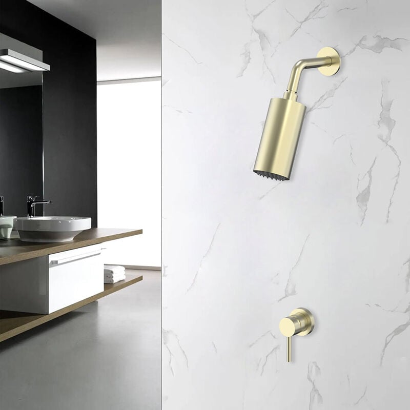 Bellegno - Colonne de douche encastrée thermostatique minimalista or brossé