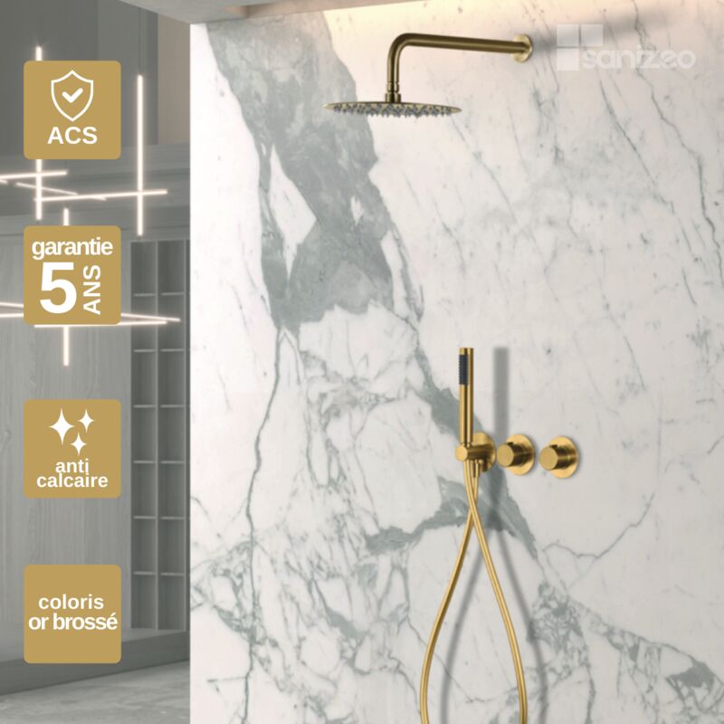 Imex Products - Colonne de Douche Encastrée Thermostatique Or Brossé imex assen GTA052/OC