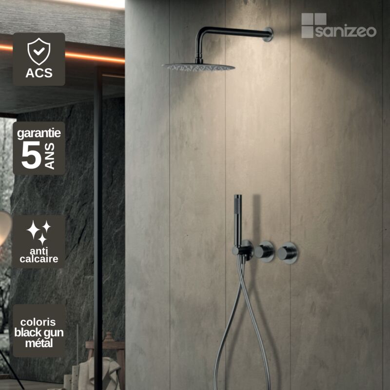 Imex Products - Colonne de Douche Encastrée Thermostatique Black Gun Métal imex assen GTA052/BGM