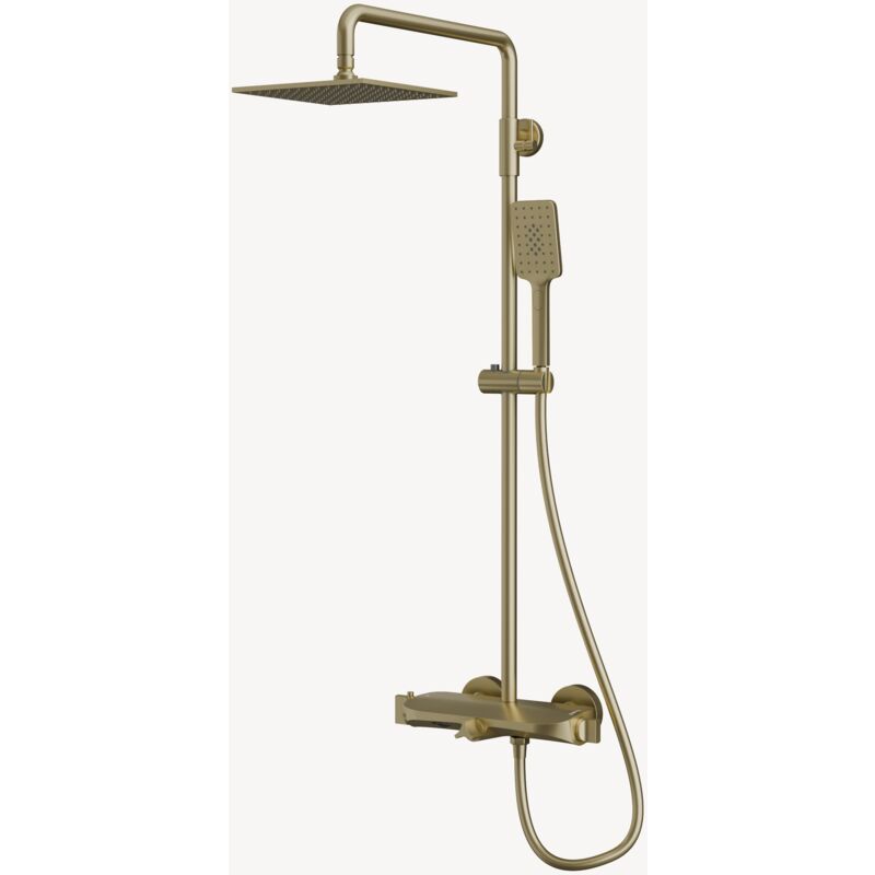 Colonne de douche et bain thermostatique - Doré brossé