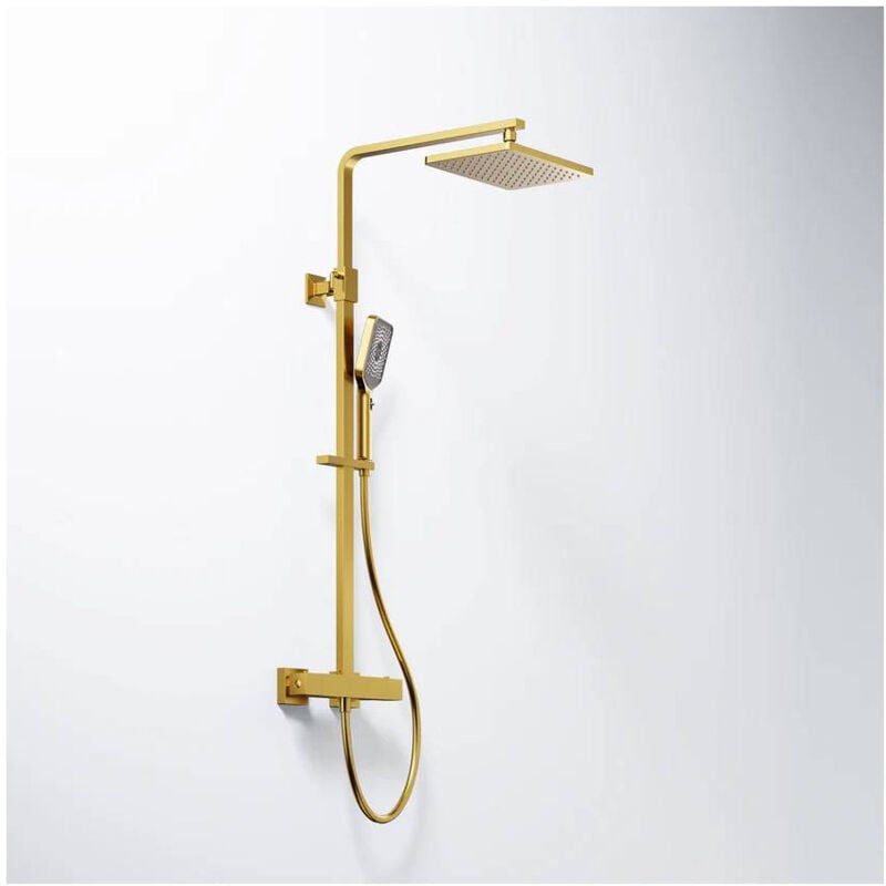 Gioia Materia - Colonne de douche externe 3422721, série 340 (thermostatique, inverseur) Or brossé Colonne de douche murale, externe (non encastrée)