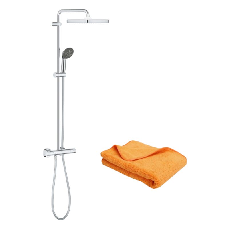 Colonne de douche Grohe avec mitigeur thermostatique Vitalio start system 250 Cube + Microfibre
