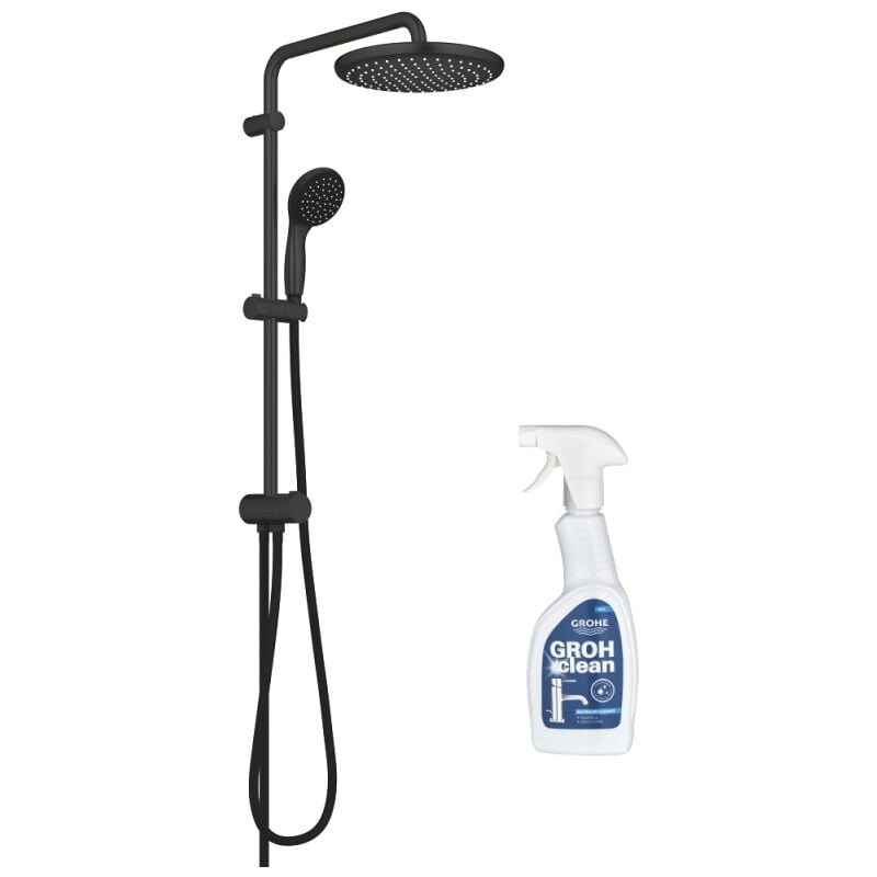Colonne de douche Grohe Vitalio Start System 250 avec inverseur noir + Nettoyant GrohClean