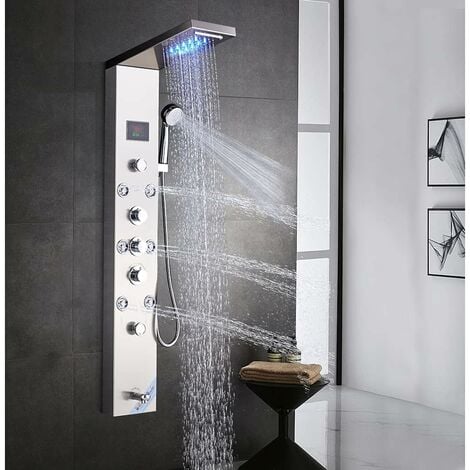 colonne de douche italienne en acier avec jets de massage bridge plus 155x16