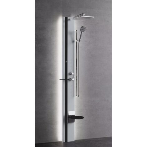 Colonne de douche hydromassante avec LED NOVELLINI LINE 1 argent 215 cm-Gris-Gris--