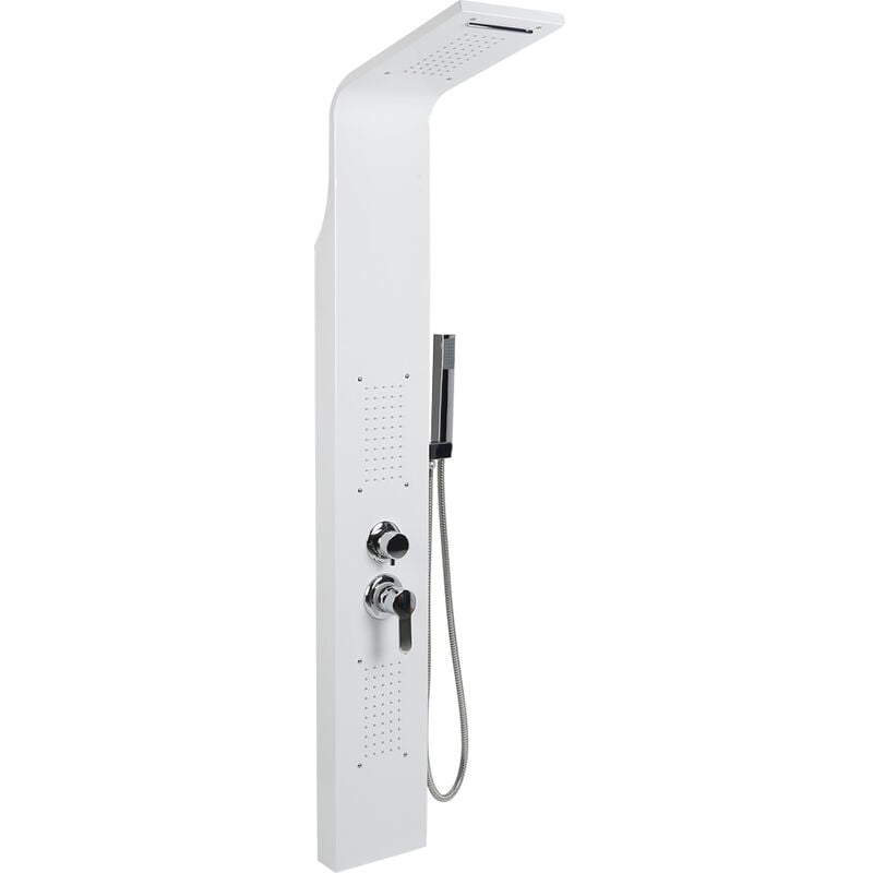 Colonne de Douche Hydromassante en Acier Inox Haloyo Panneau de Douche,Robinet de douche,140 x 20 x 7cm,blanc