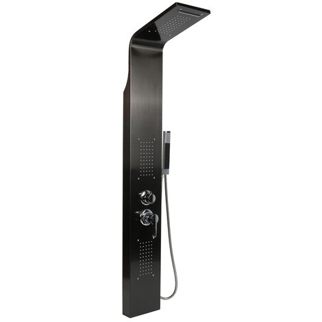 Colonne de Douche Hydromassante en Acier Inox,Haloyo®,Panneau de Douche,Robinet de douche,140 x 20 x 7cm,noir