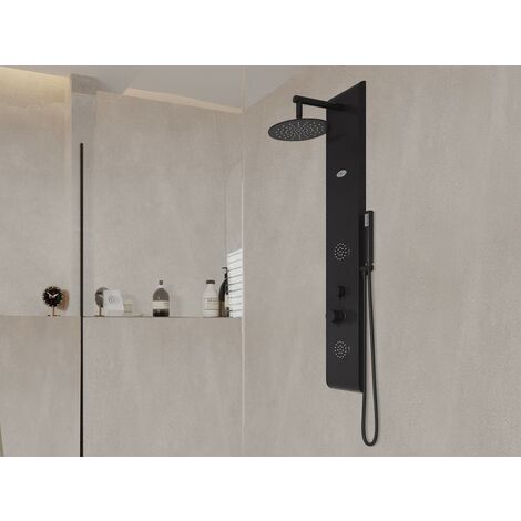 Colonne de douche hydromassante KOURBEA - noire - 20*132cm