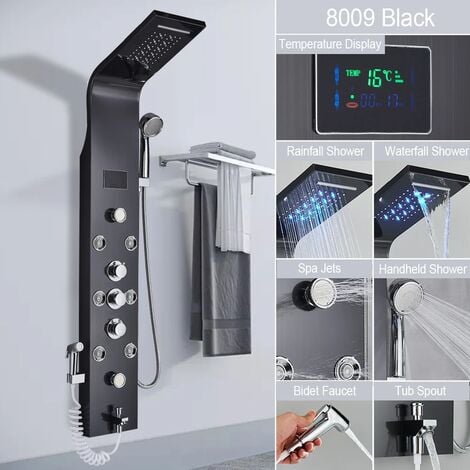 Système de colonne de douche lumière LED robinet de douche salle de bains SPA Massage Jet cascade pluie panneau de douche pulvérisateur robinet