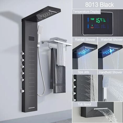 Système de colonne de douche lumière LED robinet de douche salle de bains SPA Massage Jet cascade pluie panneau de douche pulvérisateur robinet