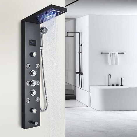 Système baignoire & douche Vente-Unique.com Colonne de douche hydromassante  thermostatique JOSTA - dorée - 45*150 cm