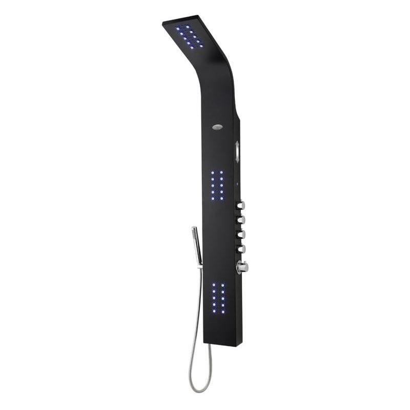 Colonne de douche hydromassante thermostatique à leds et bluetooth - L20 x H165 cm - Noir - CHAKRA V