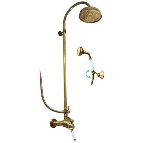 Colonne de douche LABE avec douchette laiton bronze et poignée en céramique H.111cm