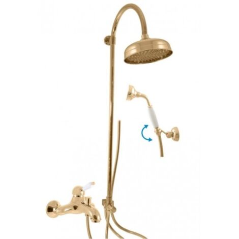 Colonne de douche LABE laiton doré avec douchette H.102 cm