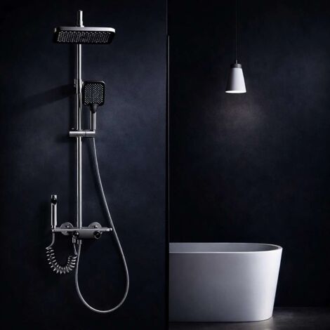 Colonne de douche led thermostatique digitale gun métal, Florentia
