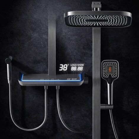 Colonne de douche led thermostatique noir, Brako