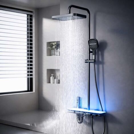 Colonne de douche led thermostatique noir, Zeus