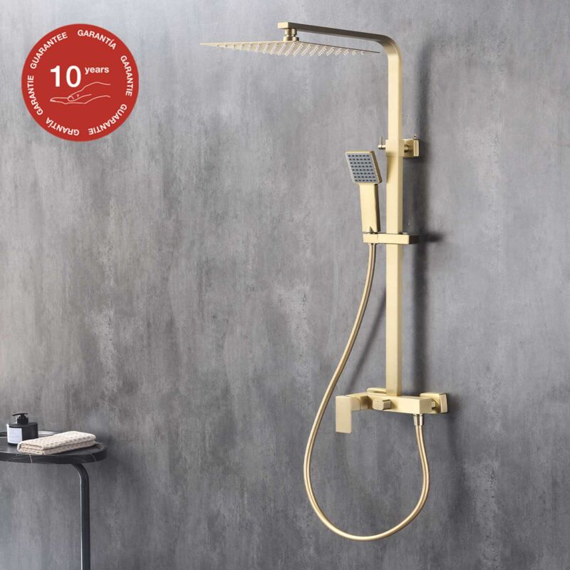 Colonne de douche mécanique avec barre extensible SKY BATH or brossé PVD Inox S304 série ARMY