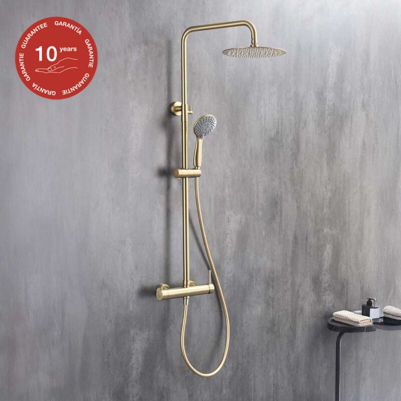 Colonne de douche mécanique avec barre extensible sky bath or brossé pvd Inox S304 série rock