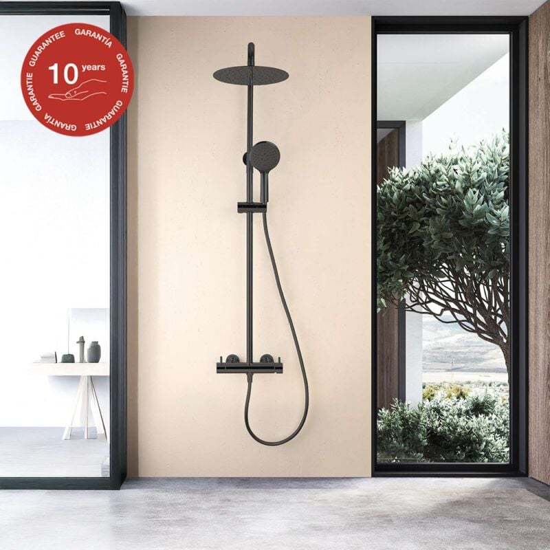 Colonne de douche mécanique avec barre extensible sky bath noir cristal pvd série promise