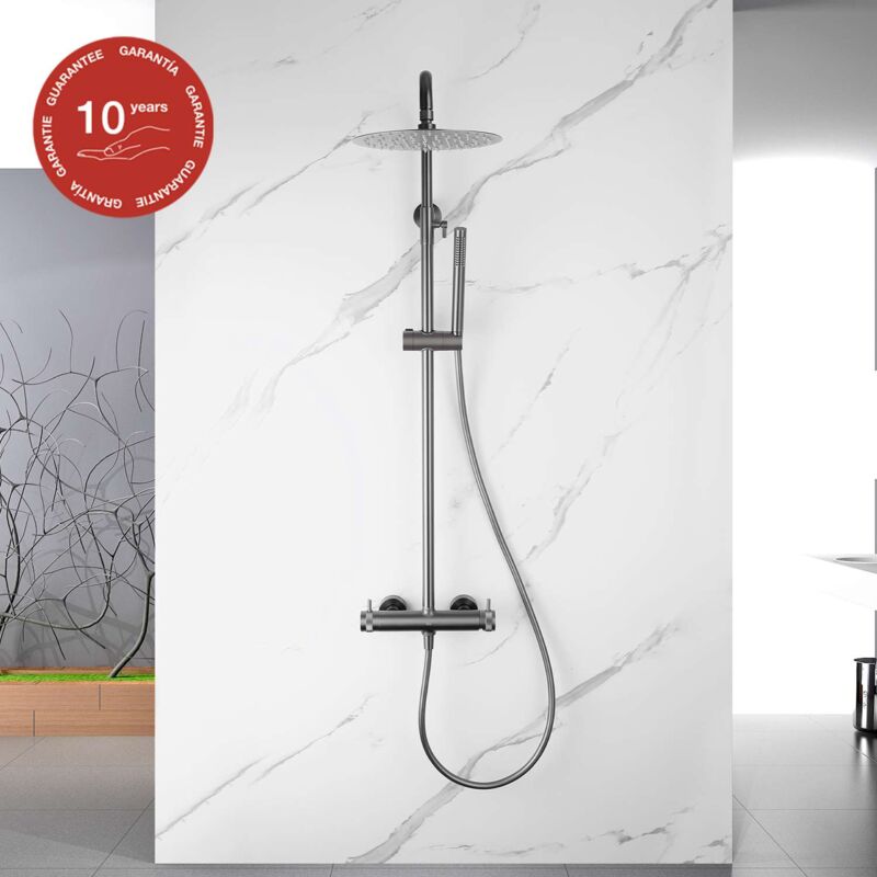 Colonne de douche mécanique avec barre extensible sky bath gris mat pvd série diamond