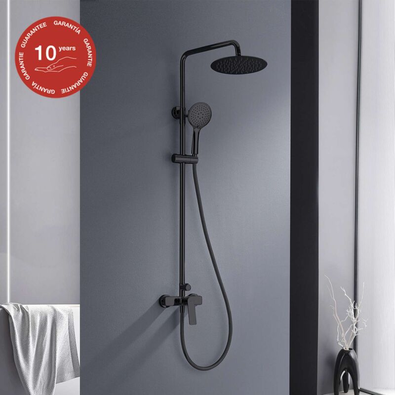 Colonne de douche mécanique avec barre extensible sky bath noir cristal pvd série glory