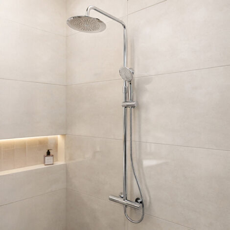colonne de douche mécanique finition chrome 133x26x52 cm - molly chrome
