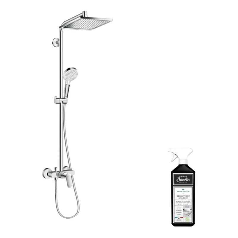 Colonne de douche mécanique Hansgrohe Crometta e 240 chromé + nettoyant Briochin