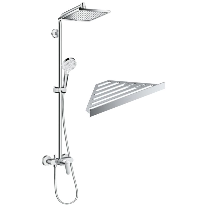Colonne de douche mécanique HANSGROHE Crometta E 240 chromé + tablette Addstoris