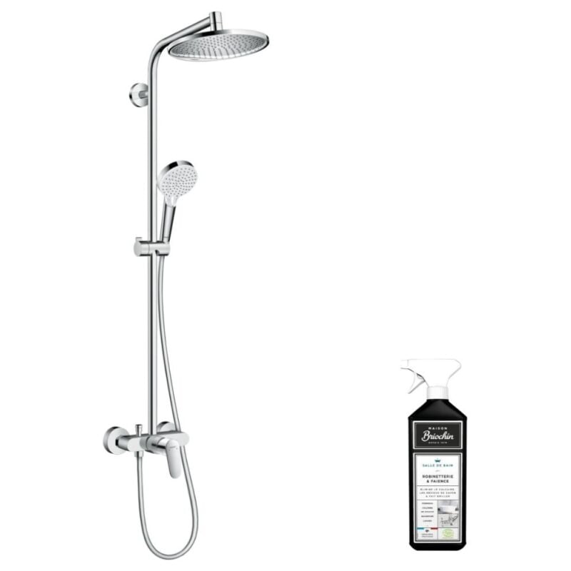 Colonne de douche mécanique Hansgrohe Crometta s 240 chromée + nettoyant Briochin