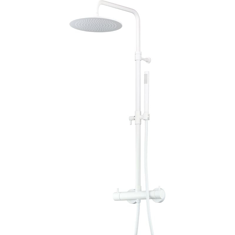 Colonne de douche mécanique modèle rond rond couleur blanc mat Pollini Jessy 40P10264B0BO Blanc mat