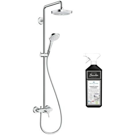 Colonne de douche méecanique HANSGROHE Croma Select E 180 blanc et chromée + nettoyant Briochin