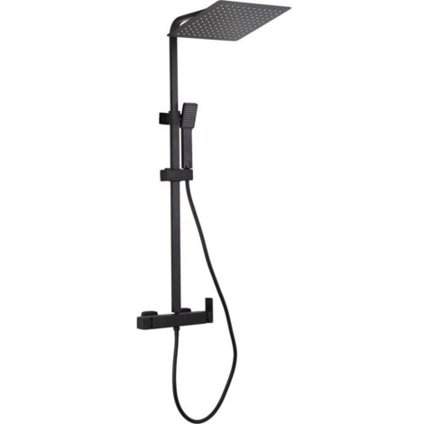 Colonne de douche mitigeur MANZO noir mat 20 cm x 20 cm