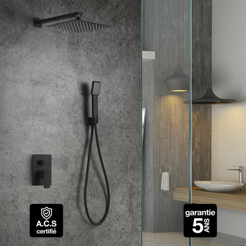 Imex Products - Colonne de Douche anti-calcaire Encastrée Noir Mat imex dublin GPE006/NG