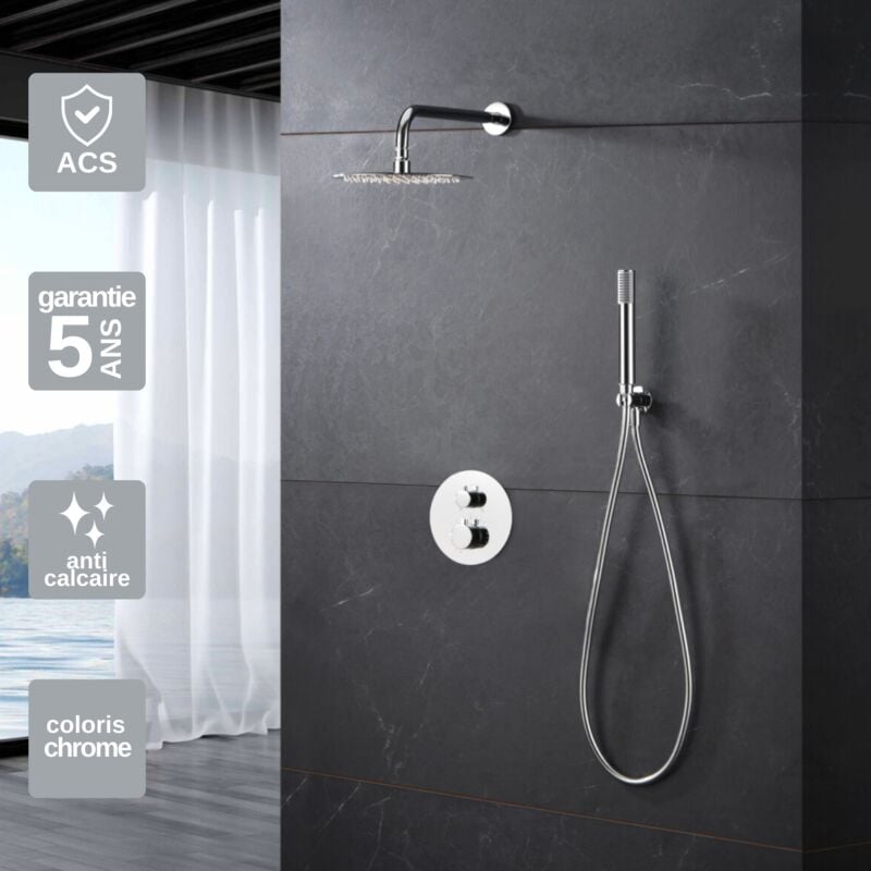 Imex Products - Colonne de Douche Thermostatique Encastrée anti-calcaire Chrome imex monza GTM039