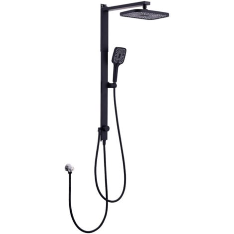 HOMELODY Colonne de Douche Noir - Système de douche à effet pluie sans robinetterie, douchette à 3 fonctions, Colonne de douche pluie réglable – Barre de douche 950-1180mm