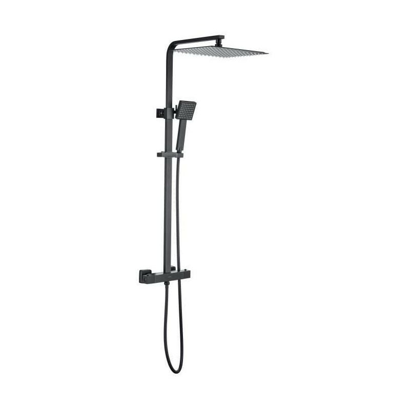 Colonne de douche Oceanic Mitigeur thermostatique - Pomme haute carrée 30x30 cm - Noir mat