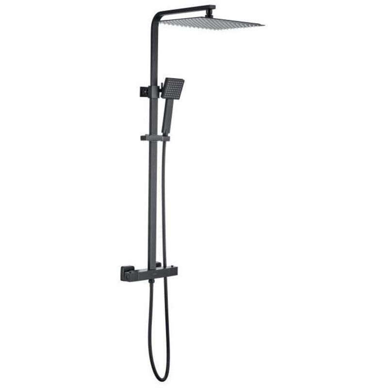 Colonne de douche Oceanic Mitigeur thermostatique - Pomme haute carrée 30x30 cm - Noir mat