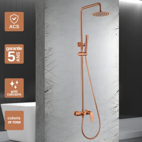 Colonne de Douche or rose cuivré anti-calcaire - Design Moderne et Économie d'eau - Kit Complet DELOS IMEX
