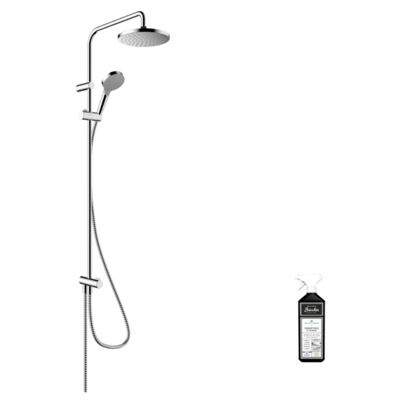 Colonne de douche ou bain douche sans mitigeur Hansgrohe Vernis Blend 200 EcoSmart chromée + nettoyant Briochin