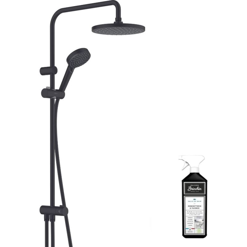 Colonne de douche ou bain douche sans mitigeur Hansgrohe Vernis Blend 200 EcoSmart noir mat + nettoyant Briochin