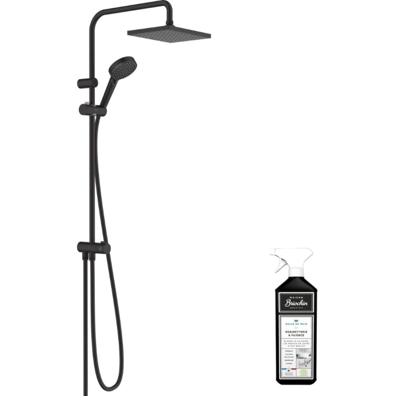 Colonne de douche ou bain douche sans mitigeur Hansgrohe Vernis Shape 230 noir mat + nettoyant Briochin