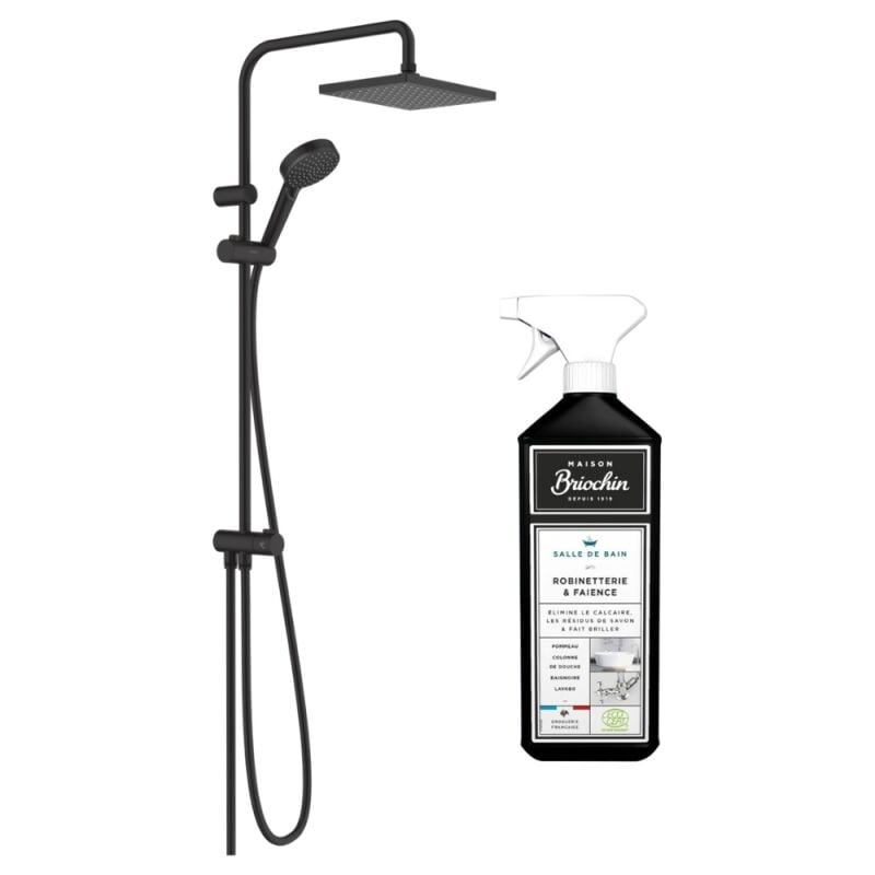 Hansgrohe - Colonne de douche ou bain douche sans mitigeur Vernis Shape 230 EcoSmart noir mat + nettoyant Briochin