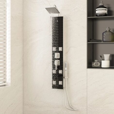 Colonne De Douche  Panneau de douche Verre 18x45,5x130 cm Noir 58396