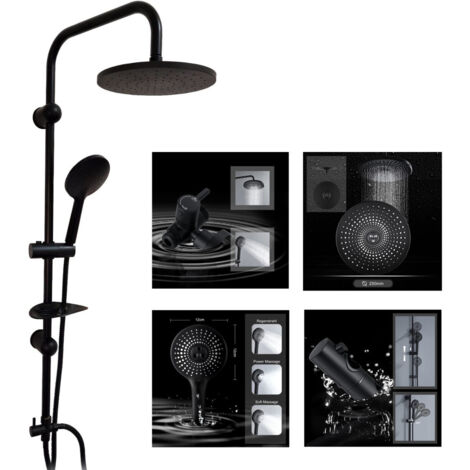 Colonne De Douche Réglable En Hauteur Pommeau De Douche Complet Noir