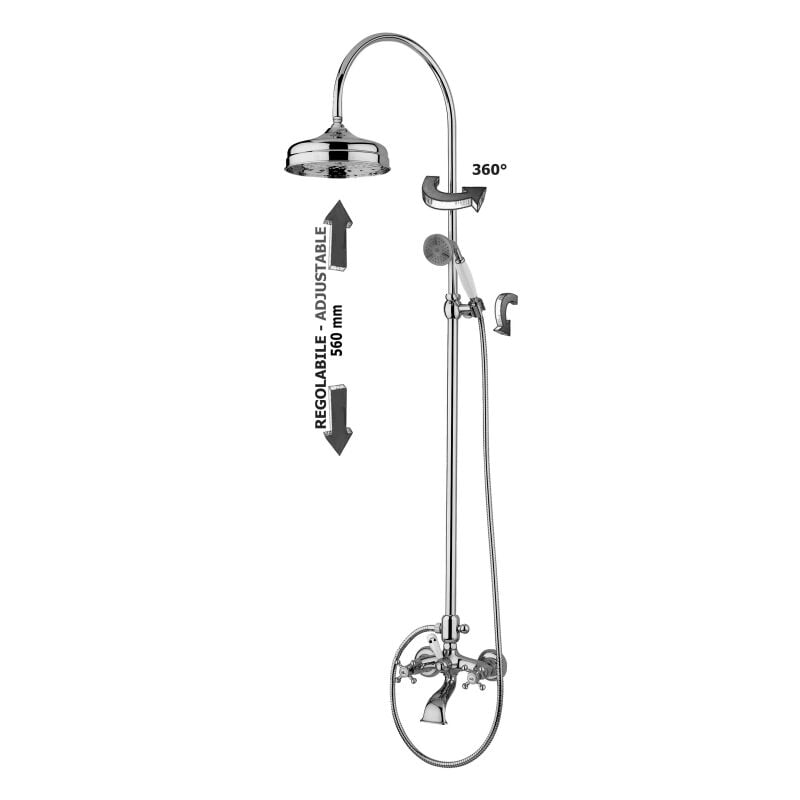 Colonne de douche réglable Paffoni Belinda ZCOL202CR-022L Chromé - Métal