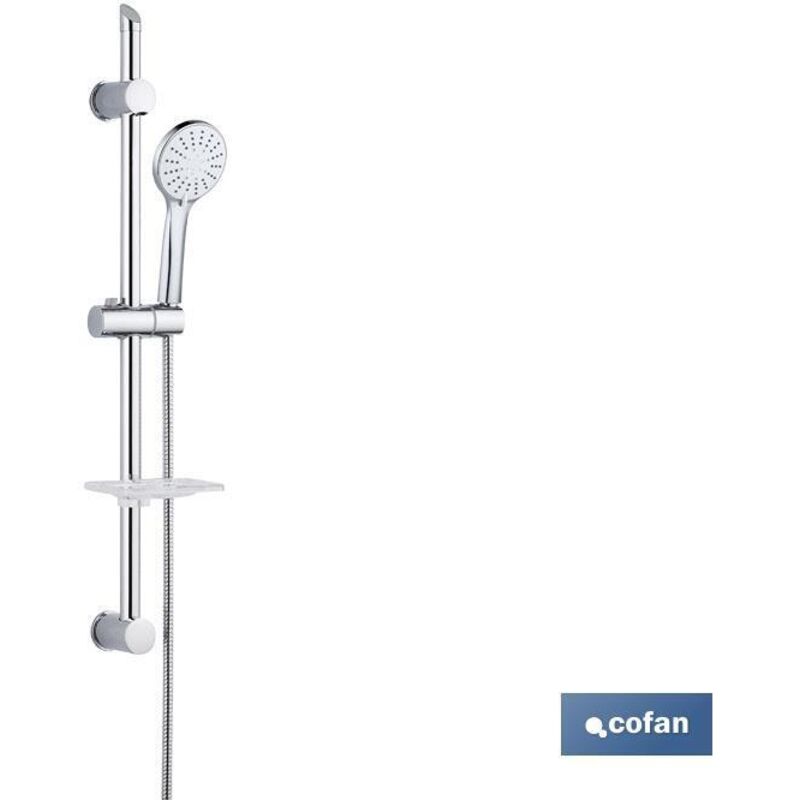 Cofan - Kit de Douche Barre Coulissante 3 Pièces 5 Fonctions Blanc