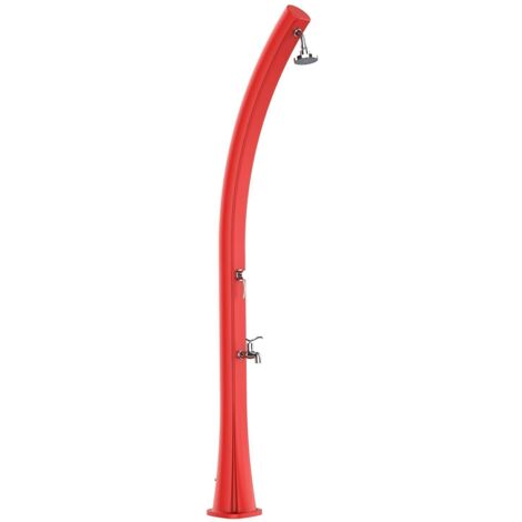 Colonne de douche rouge en polyethylene HD a chauffage solaire avec reservoir de 25 litres et lave-pieds ideale pour jardin et piscine STARMATRIX RIO RED