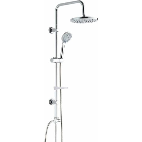 Colonne de douche sans mitigeur à entraxe réglable Damast Nature TONDA 18185 Chromé