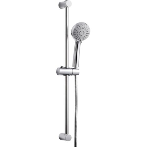 Colonne de Douche sans Mitigeur Barre de Douche en Acier Inoxydable de 70 cm avec Flexible de 1.5 m Pommeau de Douche (3 Modes) et Support pour Salle de Bain Chrome